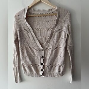 Garage V-Neck Beige Button Cardigan